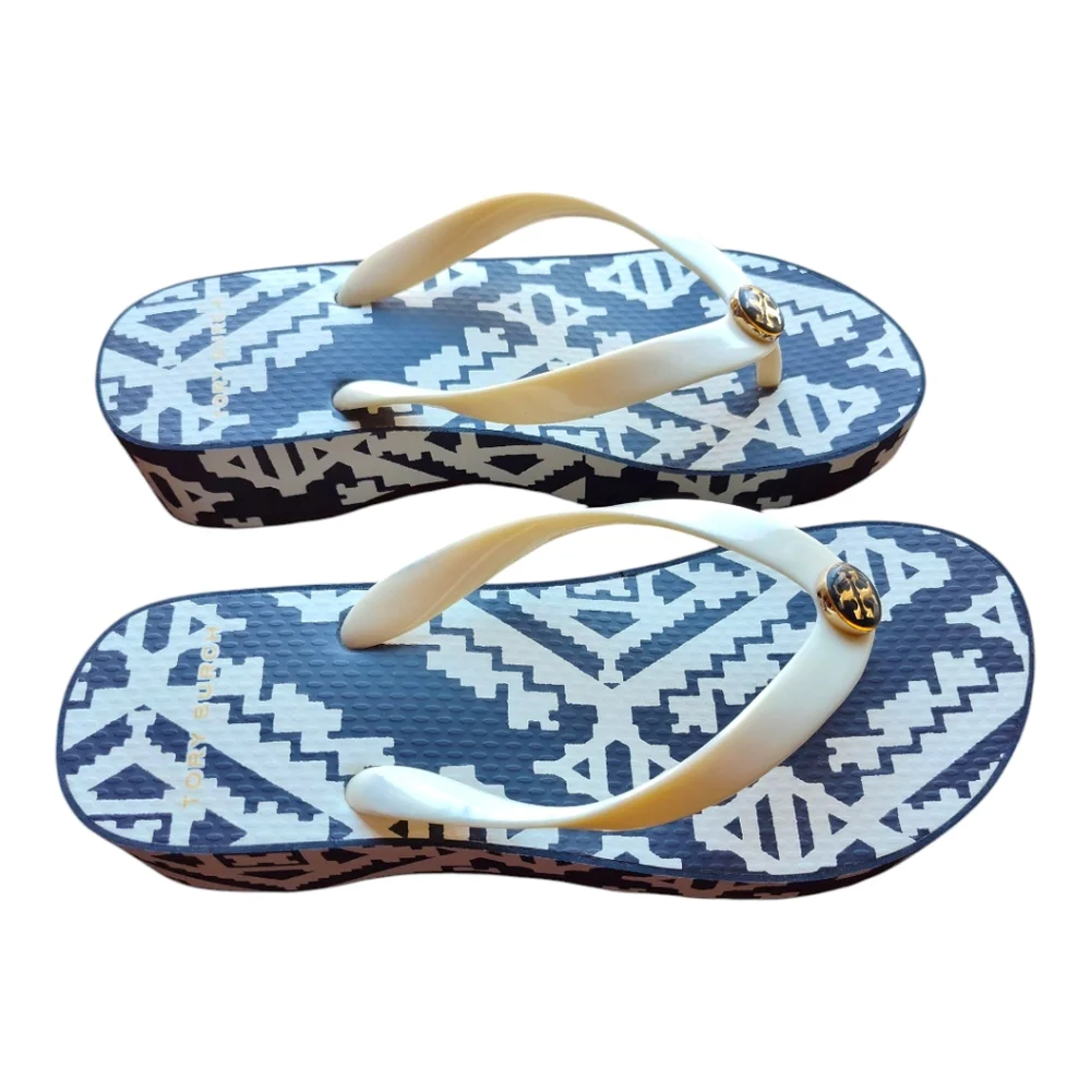 Tory Burch Womens Printed Platform Flip-flops